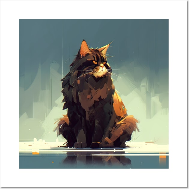 Majestic Beutiful Cat Modern Art Wall Art by DexPixelArt